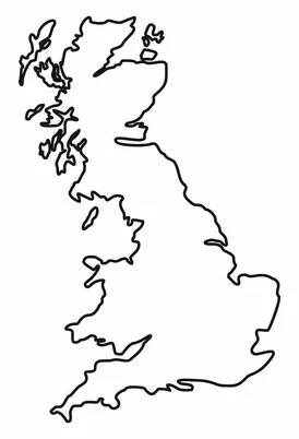 Mapa Velké Británie ikony, styl osnovy — Ilustrace