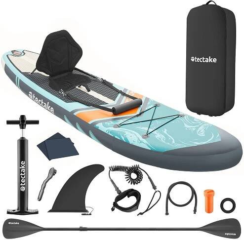 TecTake Zenon Paddleboard s příslušenstvím, 2 v 1 nafukovací, vícebarevný