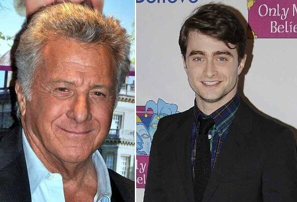 Dustin Hoffman a Daniel Radcliffe. Tyto dvě herecké hvězdy měří shodně 165 centimetrů.