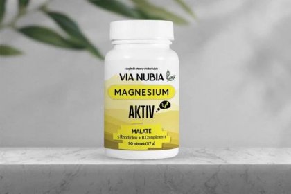 ViaNubia Magnesium AKTIV Malate + Rhodiola + B-Complex, 90 kapslí