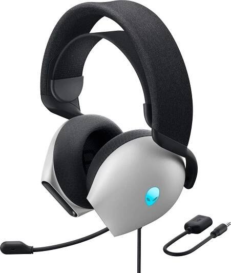 DELL Alienware AW520H bílá / Herní headset s mikrofonem / AlienFX / 3.5mm / USB