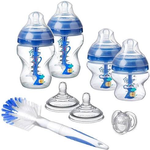Tommee Tippee sada kojeneckých lahviček Advanced AntiColic s kartáčem a šidítkem modrá - Obchod stesti-zdravi.cz