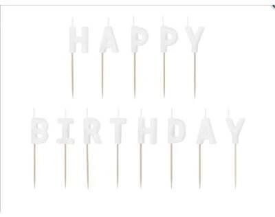 Svíčky "HAPPY BIRTHDAY" bílé