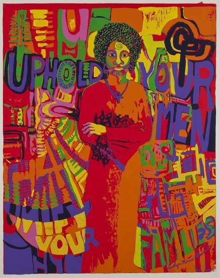 Carolyn Lawrence, Uphold Your Men, 1971, Screenprint on wove paper, 30 x 24”.