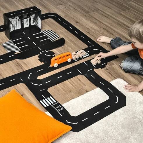 TODDLEROAD 2065 SADA METROPOLE - flexibilní silnice - 26 silikonových puzzle dílů