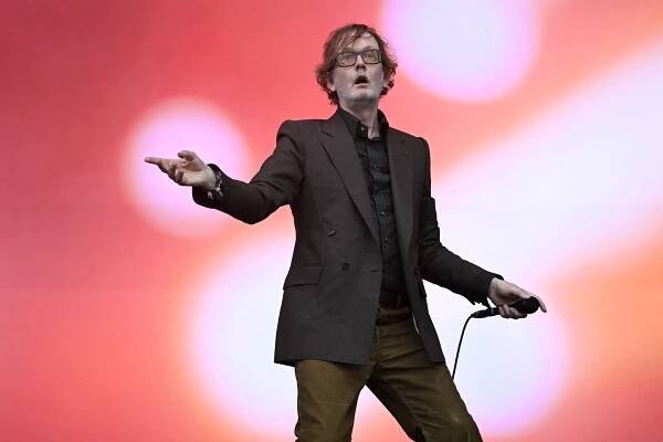 Jarvis Cocker of Pulp performing at Glastonbury.