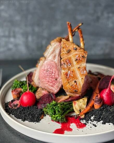 Lamm Lachse mit Kräutermarinade und Shitake Pilzen - Rezept Bigmeatlove