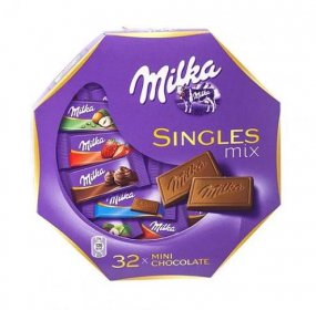 Bonboniéra Milka Singles mix - 32ks čokolád 4,7g