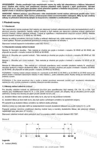 ČSN ISO 48 (621433) - Pryž, vulkanizovaný nebo termoplastický elastomer - Stanovení tvrdosti (tvrdost mezi 10 IRHD a 100