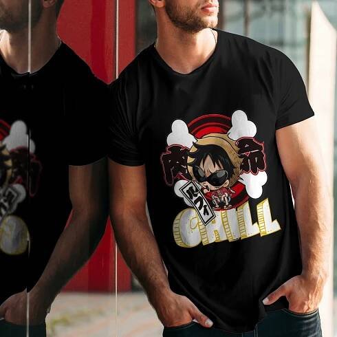 Tričko černé s s potiskem „ANIME One Piece“ Velikost M