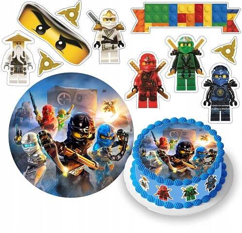 MEGA SADA OPLATEK NA DORT LEGO NINJAGO POSTAVY + TEXT BONUS 1
