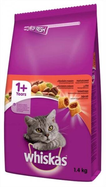 Whiskas Granule pro kočky s hovězím 1,4 kg