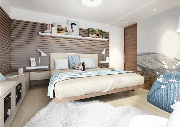 Rohový pokoj se šatnou v modrém tónu | AŤÁK DESIGN 