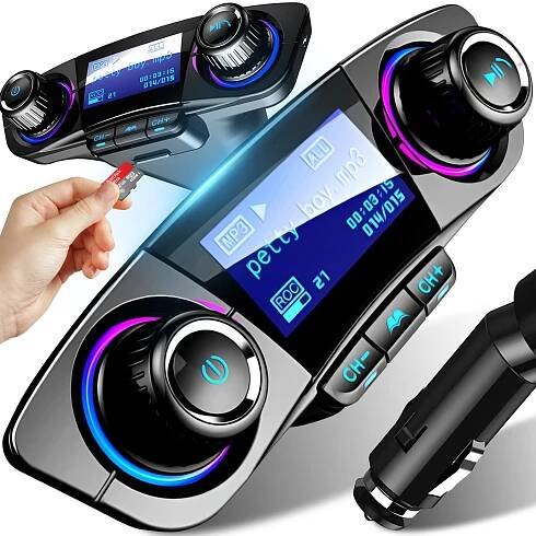 FM VYSÍLAČ DO AUTA BLUETOOTH 5.0 USB MULTIFUNKČNÍ 8V1 DISPLEJ