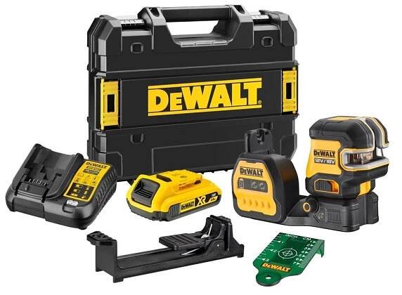 DeWALT DCE822D1G18 křížový laser s olovnicí zelený 12/18V 1x18V/2,0Ah v kufru Tstak