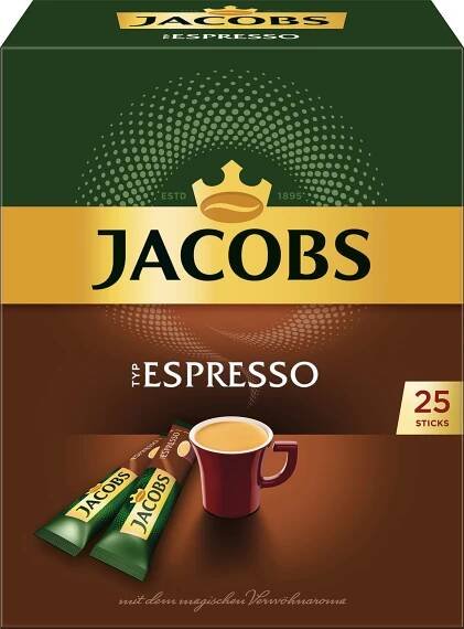 Jacobs Espresso rozpustná káva, porcovaná 25ks, 45g