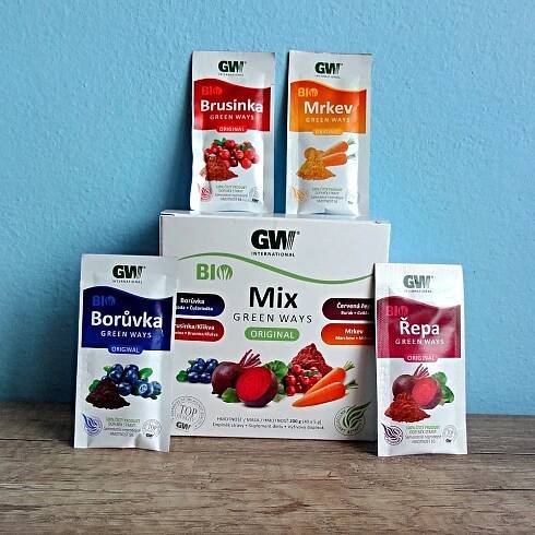 Mix Green Ways GW BIO - borůvka, brusinka, mrkev, řepa 200g (4x10 sáčků)