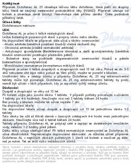 Diclofenac AL 25mg tbl.ent.50 - Lékárna Boleslav