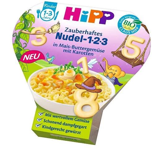 HiPP BIO Těstoviny 123 s kukuřicí, zeleninou a mrkví 250g