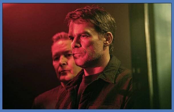 James Remar as Harry Morgan and Michael C. Hall as Dexter Morgan on 'Dexter: Resurrection'