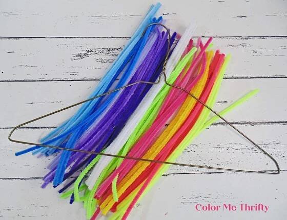 pipe cleaners and wire hanger