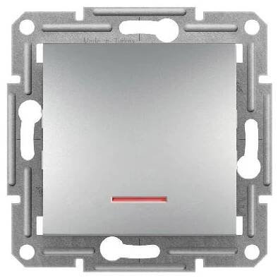 Schneider Electric Asfora - Tlačítko s orientační kontrolkou 1/0So bezšroubové, aluminium, Schneider EPH1600161