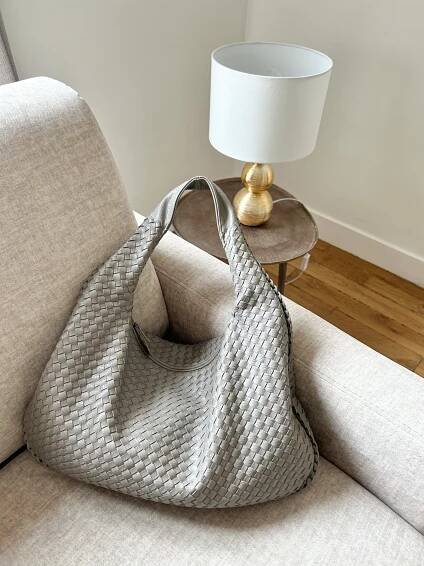 This large shoulder hobo bag features a practical zipper for keeping your essentials safe while you dance the day away. Ideal for a birthday celebration or Mothers Day gift. designer dupe vegan leather purse in dumpling woven style pattybofficial knoten tasche bottega veneta jodie dupe