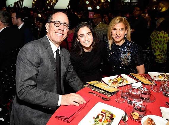 NEW YORK, NY - MAY 14: Jerry Seinfeld, Sascha Seinfeld and Jessica Seinfeld attend The Robin Hood Foundation's 2018 benefit at Jacob Javitz Center on May 14, 2018 in New York City. (Photo by Kevin Mazur/Getty Images for Robin Hood)