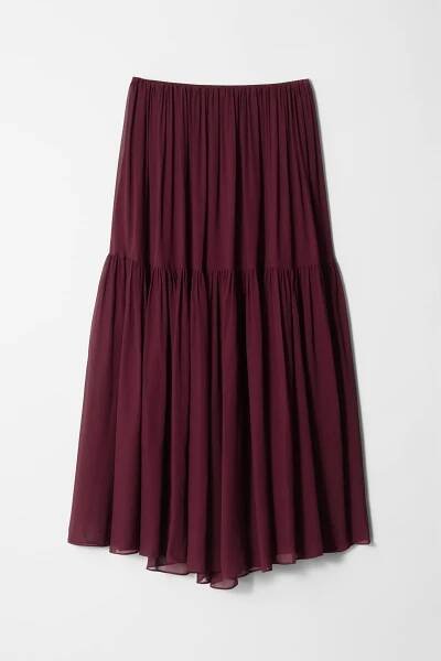 Maxi sukně z šifonu s volány - Tmavě červená - ŽENY | H&M CZ 6