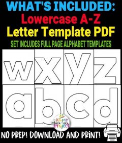 Looking for quick and fun activities for your kids to learn the alphabet letters? Then, this blank printable lowercase alphabet letter template bundle is exactly what you need! Include these lowercase alphabet letter templates in your lesson plans or craft activities. Working on these 26 black and white alphabet letters help your kids practice their writing skills, letter formation, hand-eye coordination, focus and creativity. Don’t wait any longer, grab your copy now!