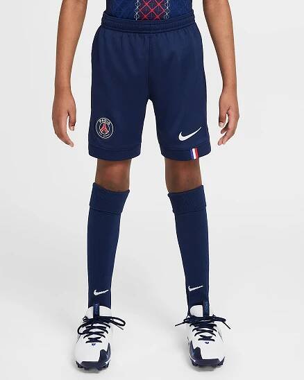 Replika domácích fotbalových kraťasů Nike Dri-FIT Paris Saint-Germain 2025/26 Stadium pro větší děti - Midnight Navy/Bílá