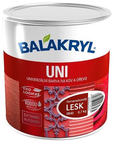 BALAKRYL UNI LESK vodou ředitelná rychleschnoucí univerzální barva na kov a dřevo