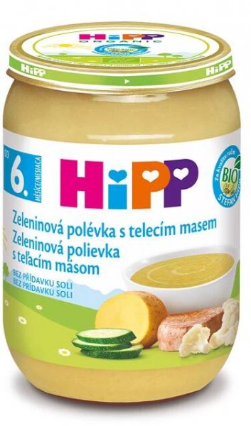 HiPP BIO zeleninová s telecím masem 6x 190 g