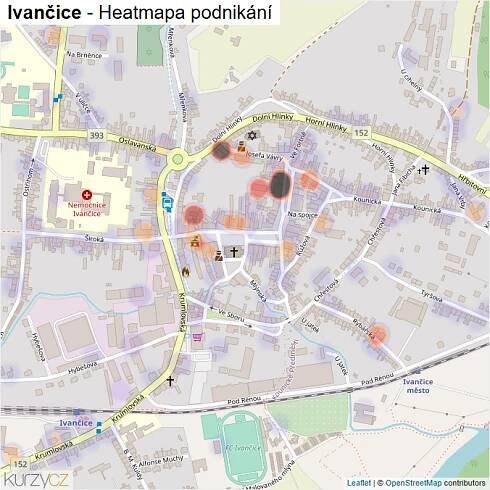 Mapa Ivančice - Firmy v obci.