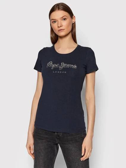 Pepe Jeans dámské tmavě modré tričko BEATRICE - Pepe Jeans