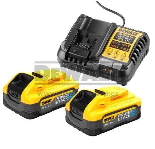 Nabíječka 12-18V XR Li-Ion + 2 x akumulátor 18V 5,0Ah POWERSTACK DeWALT DCB1104H2