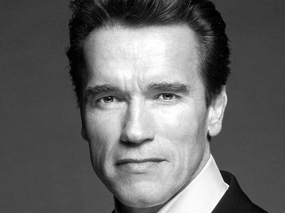Arnold Schwarzenegger, herec, guvernér, osobnost, Černá bílá, tvář, košile