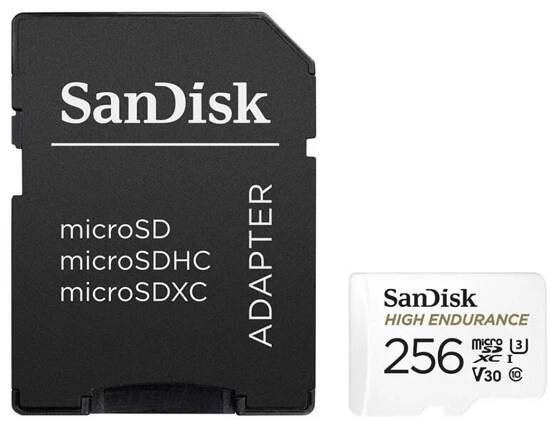SanDisk MicroSDXC 256GB High Endurance Video U3 V30 + SD adaptér