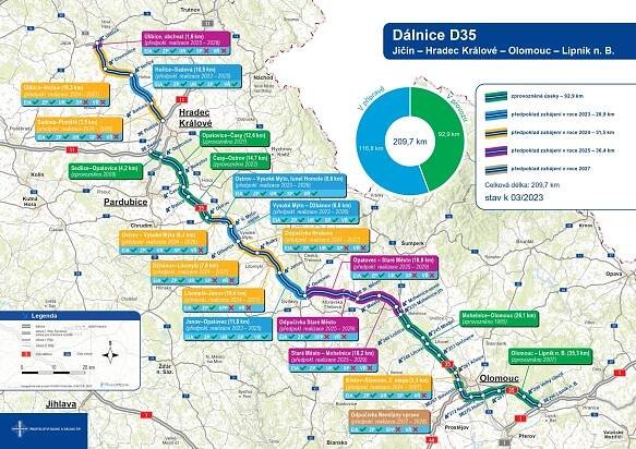 Aktualizovaná mapa dálnice D35 - Ředitelství silnic a dálnic s. p. pro Královéhradecký kraj