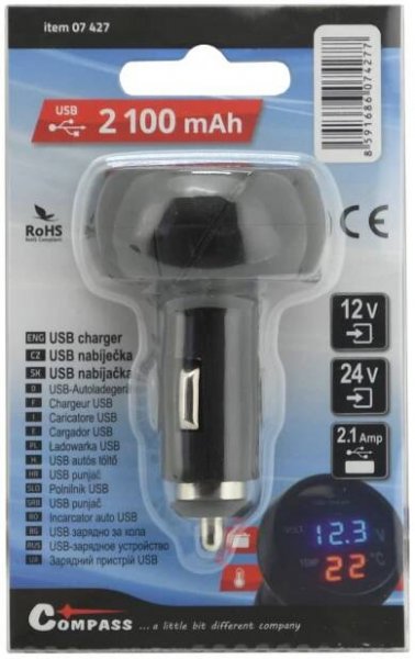 Compass Zástrčka MULTI - USB, voltmetr, teploměr