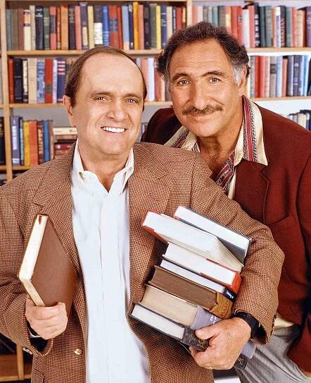 : George & Leo. (alt.: George and Leo). A CBS television comedy. Premiere episode broadcast September 15, 1997. Left to right, Bob Newhart (as George Stoody) and Judd Hirsch (as Leo Wagonman).