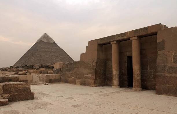 Pyramid of Khafre seen from a nearby mastaba.