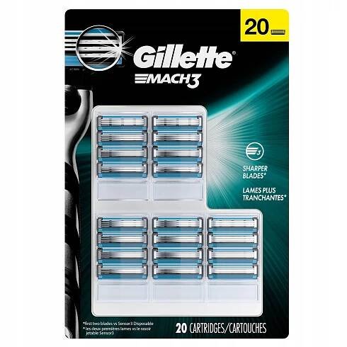 Gillette Mach 3 náplně čepele 20ks USA b-krabice