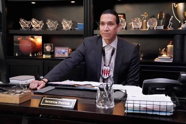 RUTHERFORD FALLS -- "Stoodis" Episode 109 -- Pictured: Michael Greyeyes as Terry Thomas -- (Photo by: Evans Vestal Ward/Peacock)