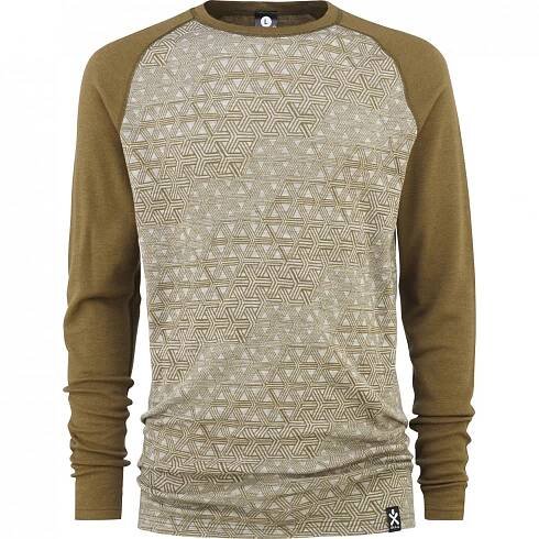 Pánské - Trička s dlouhým rukávem - Bula Geo Merino Wool Crewe Moss | termopradlo.com