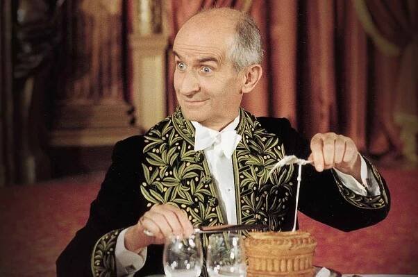 Louis de Funès v komedii Křidýlko nebo stehýnko