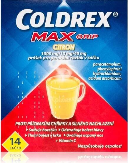 COLDREX MAXGRIP CITRON POR 1000MG/10MG/40MG POR PLV SOL SCC 14 I