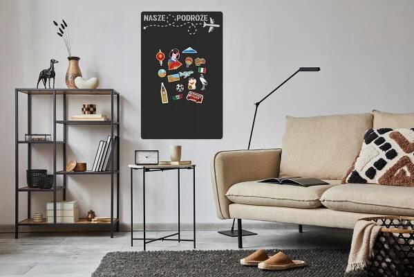 Magnetická samolepicí tabule černá na zeď s magnety z cest 45x70 Druh tabule magnetické