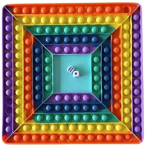 Desková hra POP IT rainbow s kostkami - čtverec