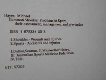 Common shoulder problems in sport : Their assessment, management and prevention, 1990